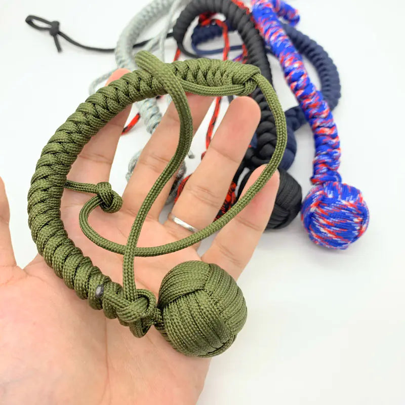 Outdoor EDC Self Defense Keychain with Monkey Fist Rope Mimarta