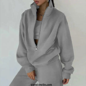 Women's Tracksuit Solid Hooded Sport Suit Rieworkes