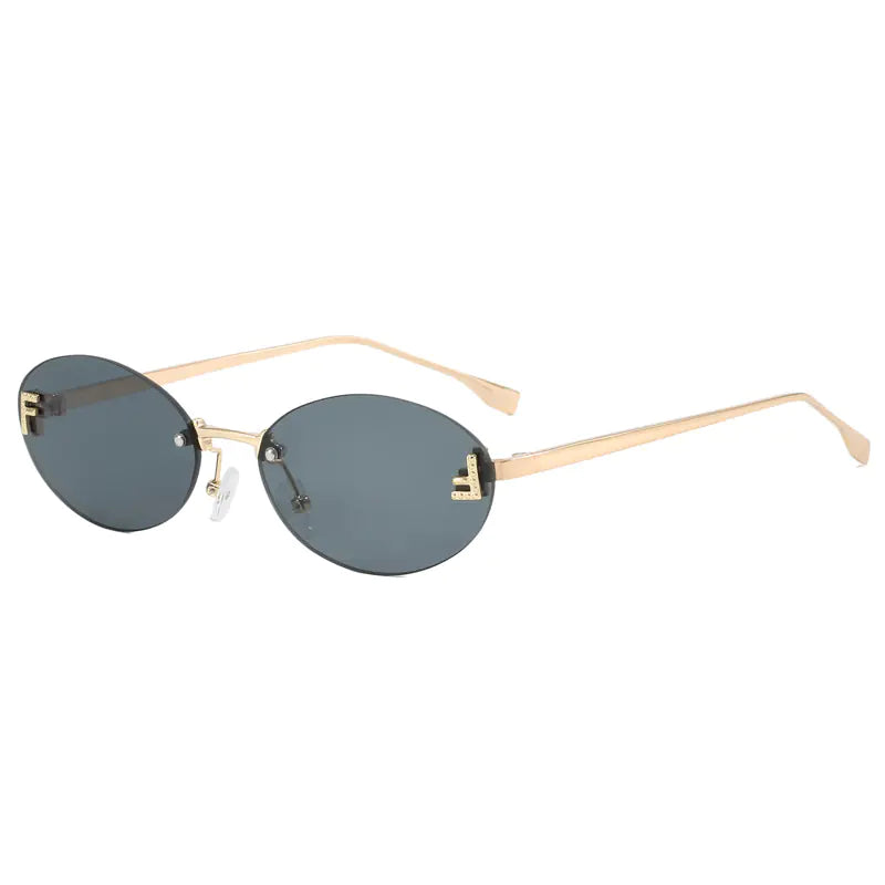 Trendy Women's Oval Metal Sunglasses by F Brand Mimarta
