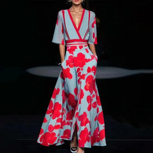 Printed Pleated Belt Dress Rieworkes