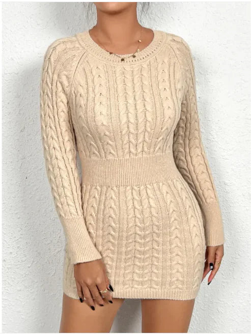 Cozy Twist Women's Knit Bodycon Dress Rieworkes