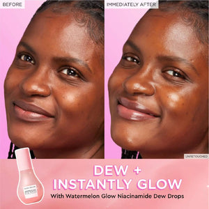 Glow Recipe Watermelon Glow Niacinamide Dew Drops Face Serum - Hydrating Hyaluronic Acid Skincare Serum, Makeup Primer & Liquid Highlighter for Dewy, Glowing Skin - Brightening Face Serums (40ml) 1.35 Fl Oz (Pack of 1) Gray Rieworkes