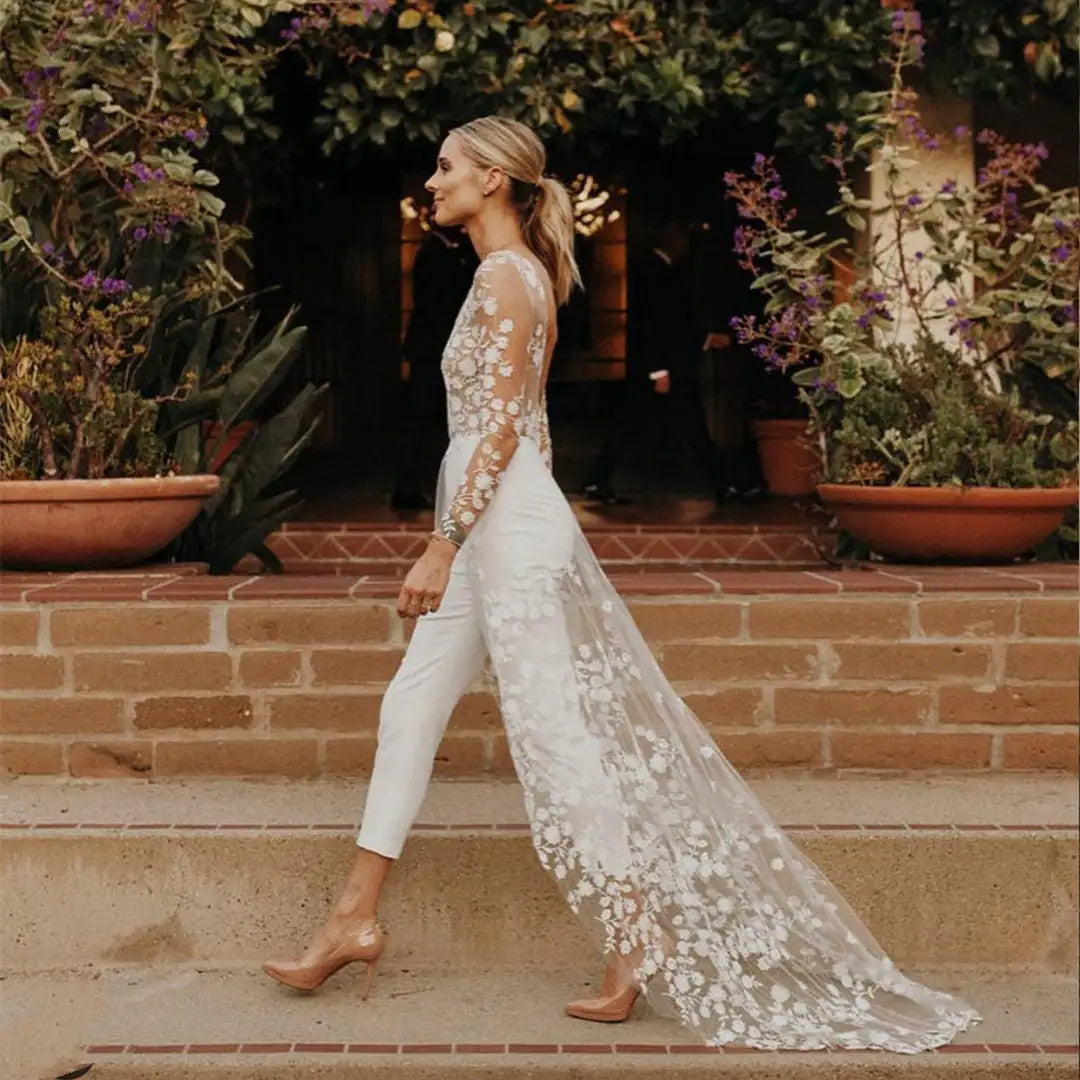 Elegant Wedding Jumpsuits For Brides Rieworkes