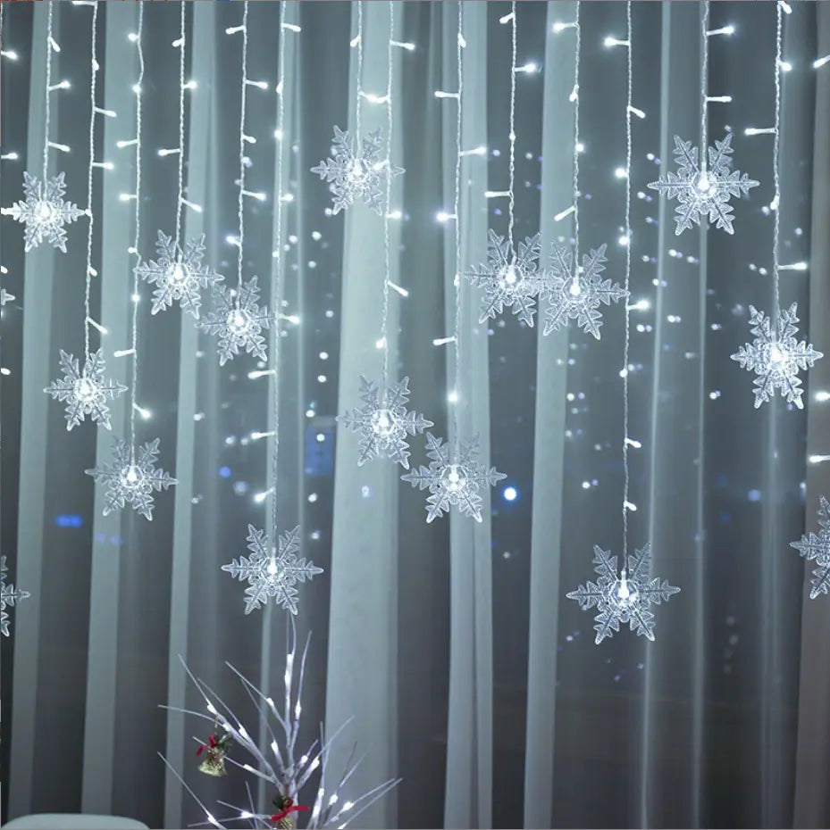 LED Snowflake Curtain Lights for Christmas &amp; Parties Mimarta