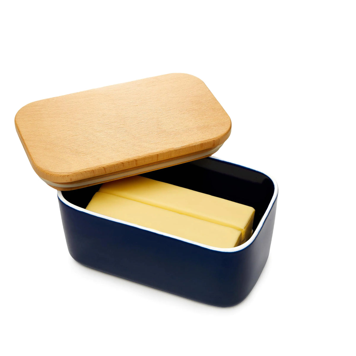 Sweese Large Butter Dish with Lid for Countertop Airtight Butter Keeper Holds Up to 2 Sticks of Butter Porcelain Butter Container for Kitchen Decor and Accessories for Kitchen Gift Navy Mimarta