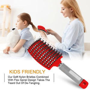 Hairstreaq Detangling Brush, Wet Dry Detangler Hair Brushes, Vented Detangling Brush, Fast Drying Styling Massage Hairbrush for Women & Kids’ Long, Thick, Thin, Curly & Tangled Hair (Pink) Pink Rieworkes