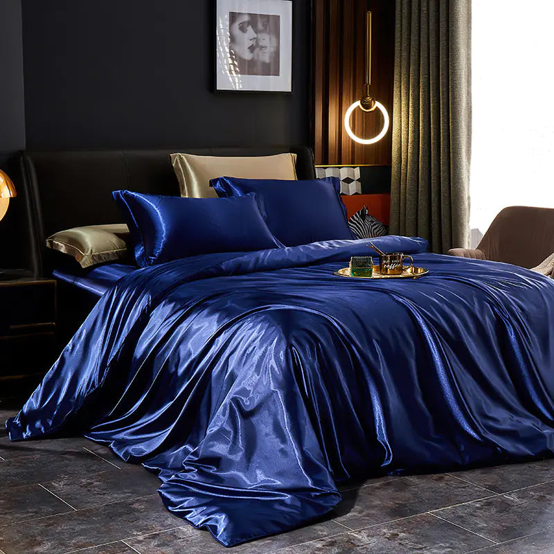 Luxury Silk Bedding Set with Solid Color Duvet Cover Mimarta