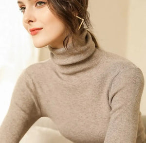 Women's Fitted Cashmere Turtleneck Sweater (Fall/Winter) Mimarta