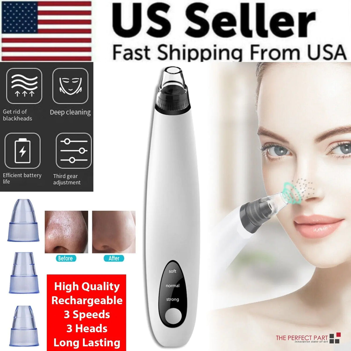 Electric Blackhead Remover Cleaner Face Diamond Pore Vacuum Suction White Heads Rieworkes