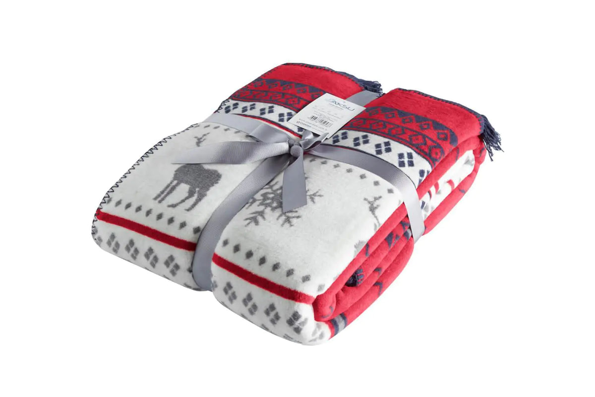 Dolce Bonita Home Double Cotton Blanket 200x220 Carmelo, Red-Navy Blue Rieworkes