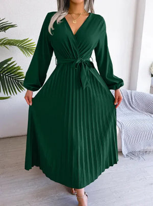 Elegant Cross Pleated Maxi Dress Rieworkes