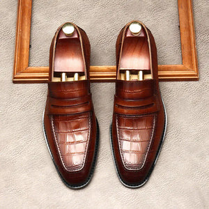 Elegant leather alligator print Loafers (Crocodile pattern) Rieworkes