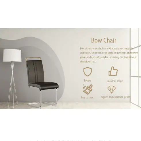 Modern Dining Chairs,PU Faux Leather High Back Upholstered Side Chair With C-shaped Tube Plating Metal Legs For Dining Room Kitchen Vanity Patio Club Guest Office Chair Set Of 2 Rieworkes