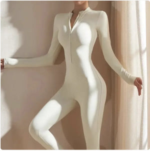 Women's Long-Sleeve Zipper Yoga Jumpsuit Rieworkes