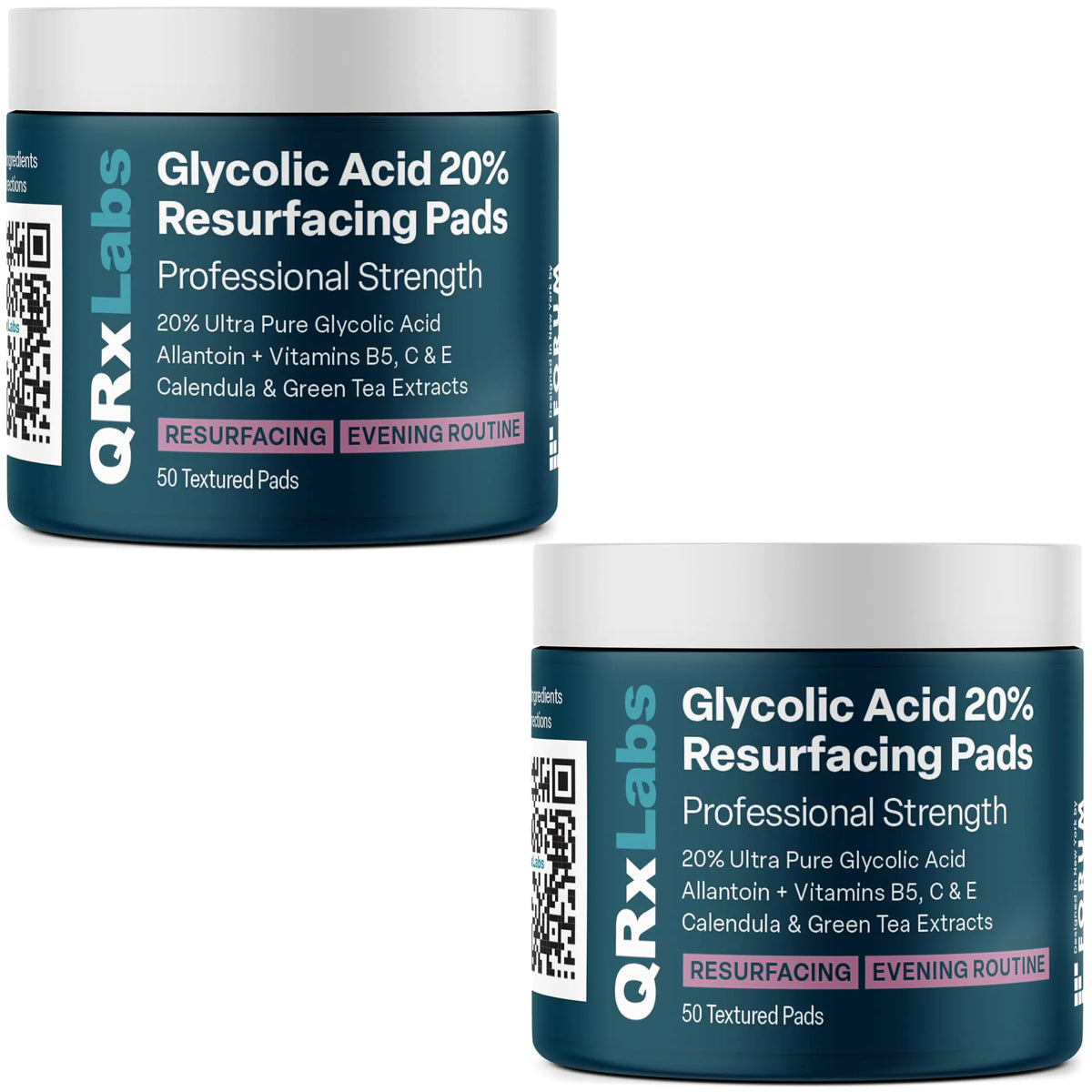 Glycolic Acid 20% Resurfacing Pads for Face & Body with Vitamins B5, C & E, Green Tea, Calendula, Allantoin - Exfoliates Surface Skin and Reduces Fine Lines and Wrinkles - Peel Pads - 2PK Resurfacing Pads 2 Pack Rieworkes