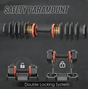 Adjustable Dumbbell Set, 10 In 1 Free Dumbbell For Men And Women, Black Dumbbell For Home Gym, Full Body Workout Fitness, Fast Adjust By Turning Handle 10 Gears55 LB Rieworkes
