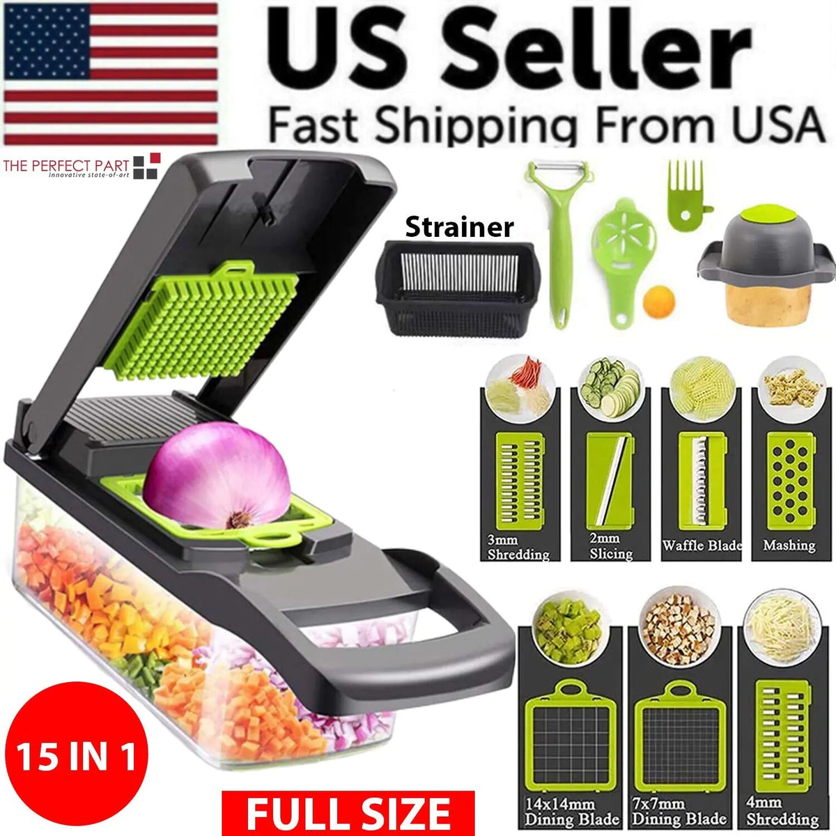 15-In-1 Vegetable Fruit Chopper Cutter Food Onion Veggie Dicer Slicer Kitchen Mimarta