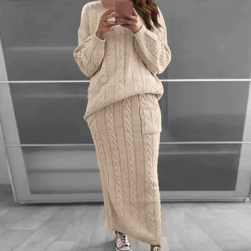 Autumn Winter Women's Fashion Sweater Dress Set Mimarta
