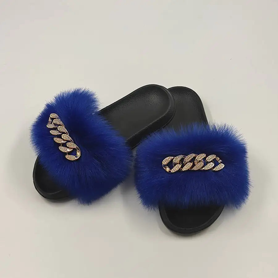 Plush Imitation Fox Fur Flip Flops Fashion Slippers Rieworkes