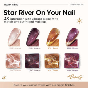 modelones Cat Eye Gel Nail Polish Set 6 Colors, Glitter Nude Shiny Champagne Burgundy Gold Magnetic Effect Sparkle Stunning Home Nail Art Gel Kit Gift A- Cosmo Party Rieworkes