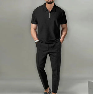Short Sleeve Zipper Trousers Suit Rieworkes