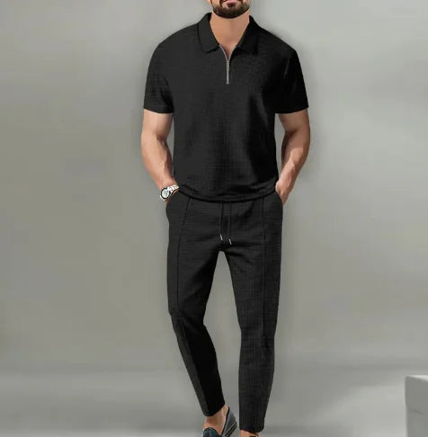 Short Sleeve Zipper Trousers Suit Rieworkes