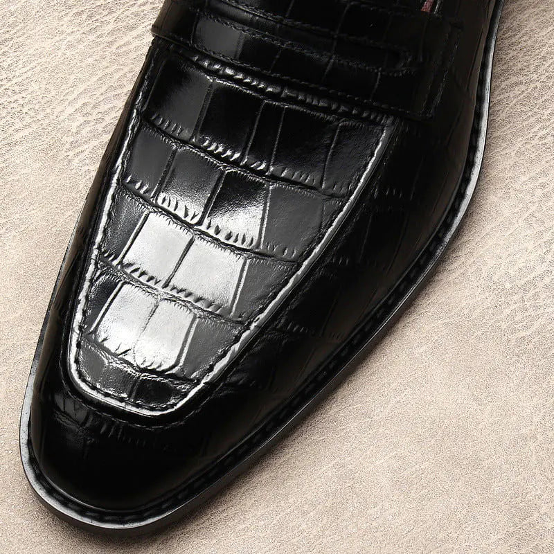 Elegant leather alligator print Loafers (Crocodile pattern) Rieworkes