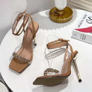 Clear Crystal Ankle Strap Heels Rieworkes