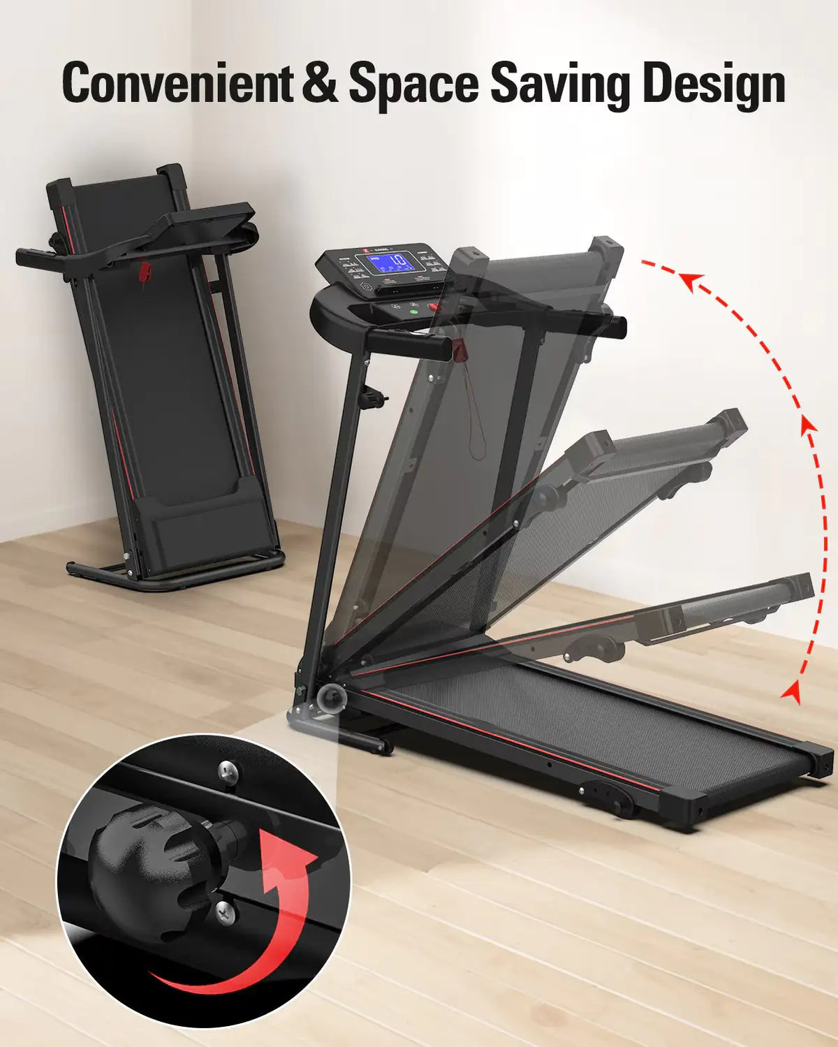 Foldable Treadmill Fitness Walking Machine Rieworkes