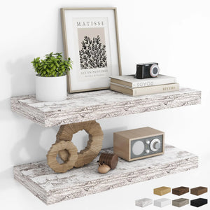 RICHFOCUS 24Inch Floating Shelves for Wall 2 Pack Shelves for Bedroom|Kitchen|Bathroom Wall Mounted Rustic Wood Floating Shelf with Invisible Brackets for Books|Storage|Decor Rustic Mimarta