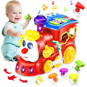 Baby Toys for 1 Year Old Boy Girl Gift Musical Train Baby Toys 6-12 12-18 MonthsEarly Educational Learning Montessori Kids Toys with Blocks/Light Toddler Christmas Birthday Gifts for 1 2 3 Year Old Mimarta