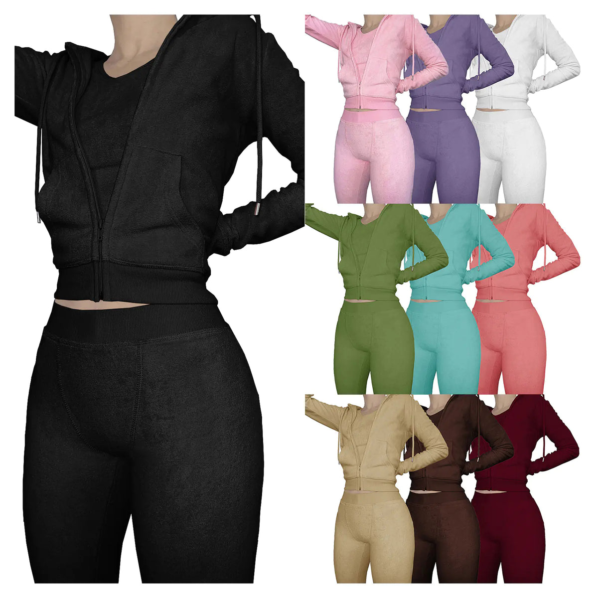 HR8235 Women's Autumn Winter Hooded Vest Set Mimarta