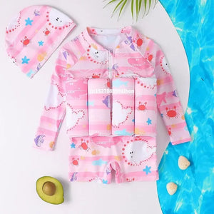 Cartoon Print One-Piece Floating Rash Guard Bathing Suit Rieworkes