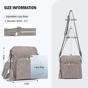 Crossbody Purse for Women,Lightweight Medium Crossbody Bag Soft Leather Women's Shoulder Handbags with Tassel Taupe Rieworkes