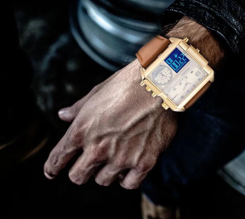 Luxury Sport Square Leather Watch Rieworkes