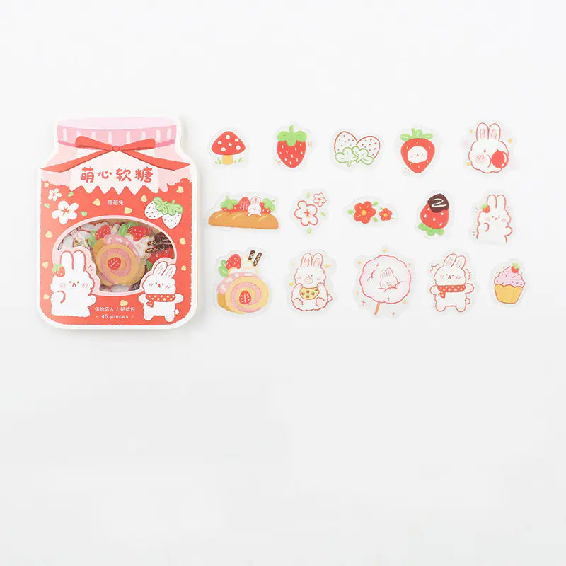 Cute Cartoon Animal & Fruit PVC Sticker Pack (45 pcs) Mimarta