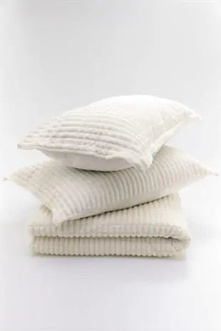 Merinos Modern Line 3 Piece Double Blanket Set Bone Rieworkes