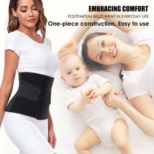 Postpartum Belly Band – Postpartum Belly Wrap, Abdominal Binder Post Surgery C-section Recovery Support Belt After Birth Brace, Slimming Girdles (Midnight Black, L) Midnight Black Rieworkes