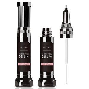Makartt Nail Rhinestone Glue Gel, Upgrade Gel Nail Glue with Brush Pen Tip Super Strong Adhesive Precise for Nail Charms Crystals Rhinestones Beads Flower 3D Decorations 8ml*2 B-For Tiny Nail Rhinestones Rieworkes