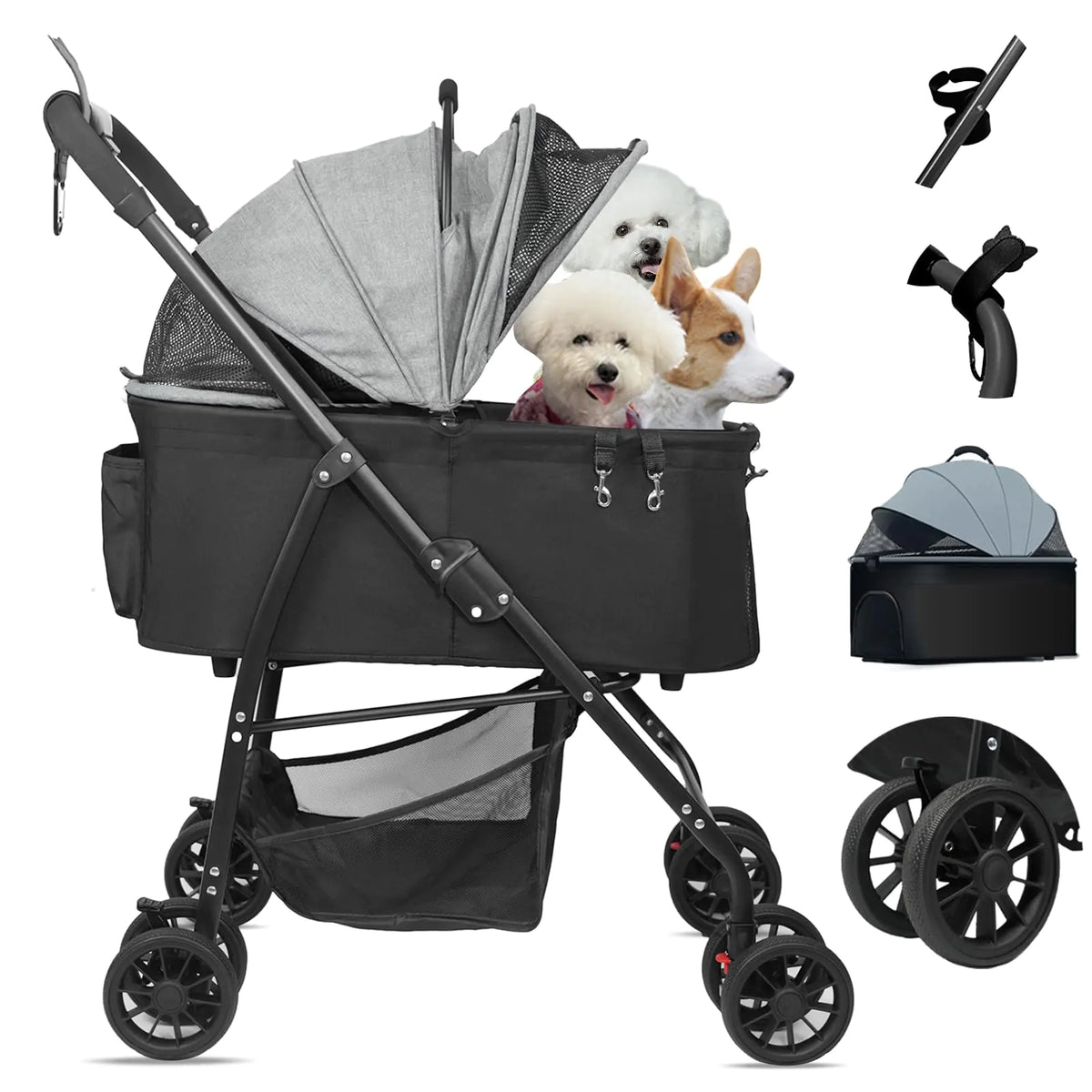 MILA&LOUIS Dog Stroller for Medium Dogs Lightweigh Pet Stroller for Small Dogs 4 Upgraded Wheels Dog Strollers with Cup Holder Hook Puppy Stroller with Detachble Spacious Cradle for Multiple Pets Mimarta