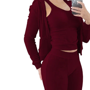 HR8235 Women's Autumn Winter Hooded Vest Set Mimarta