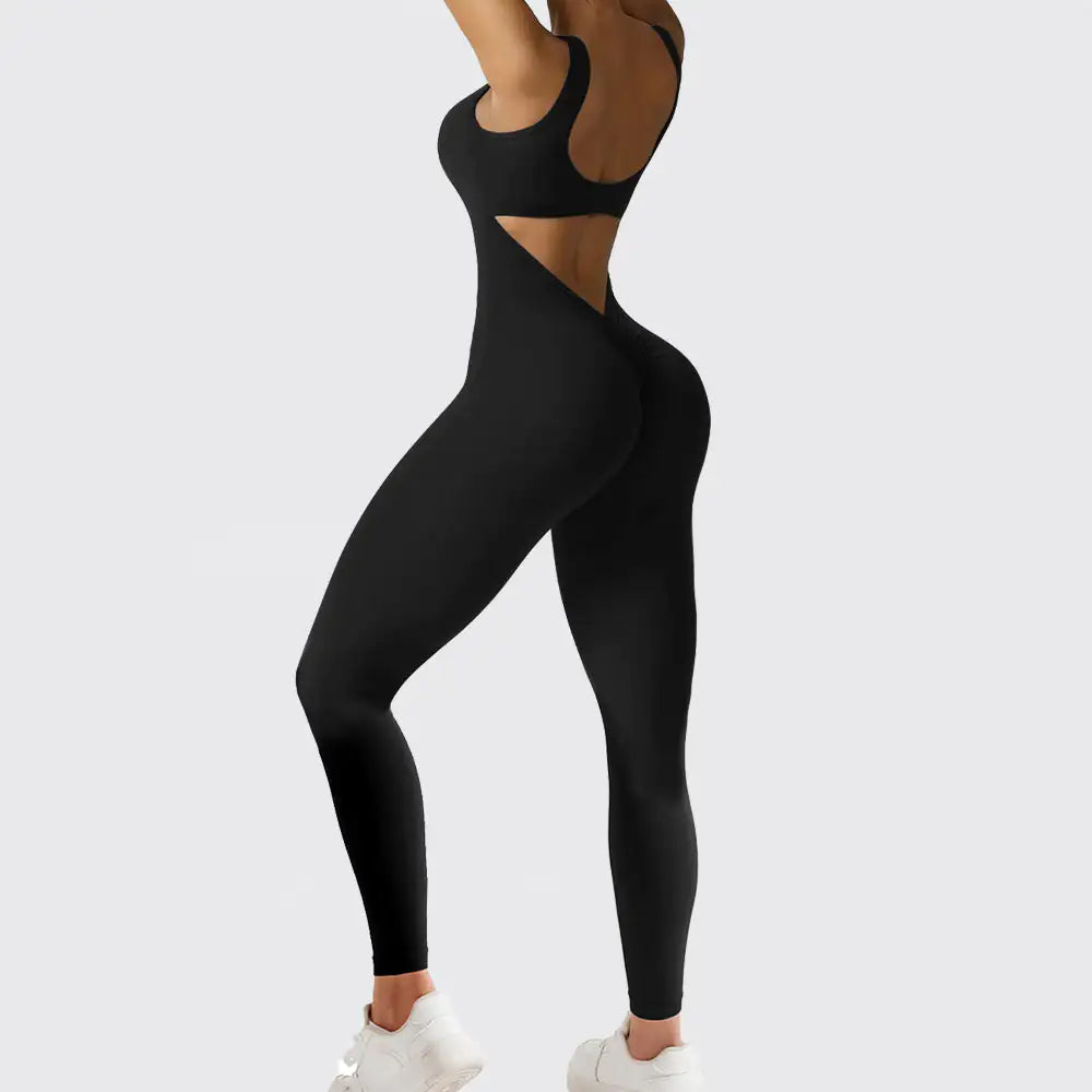 Women Sleeveless Flare Jumpsuits Fitness Yoga Long Pants Rieworkes
