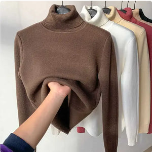 Cozy Velvet Art Retro Turtleneck Pullover Sweater Rieworkes