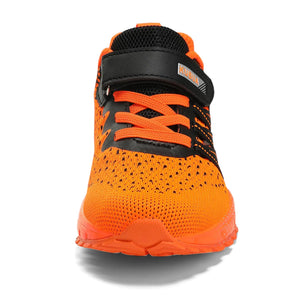 KUBUA Kids Sneakers for Boys Girls Running Tennis Shoes Lightweight Breathable Sport Athletic 4 Big Kid Black Orange Rieworkes