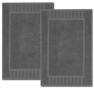Luxury Bath Mat Floor Towel Set 22 x34 in 2 Pack Dark Gray Absorbent Cotton Rieworkes