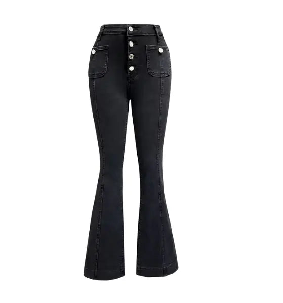 Women's Patchwork Jeans Slim Fit Slimming Stretch Flared Pants Rieworkes