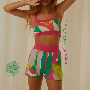 Two Piece Sets Women Knit Short Rieworkes