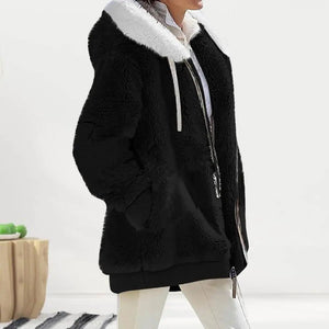 Plush Zipper Coat for Women - Plus Size, Warm and Furry with Long Sleeves Rieworkes