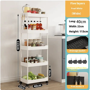 Multi-Tier Kitchen Floor Standing Storage Cart Rieworkes