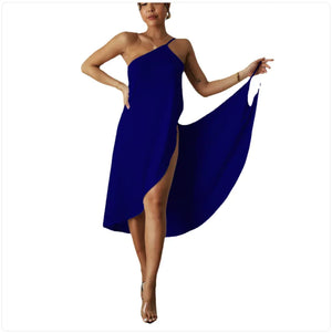 Solid Color Cross-Strap Beach Dress Rieworkes